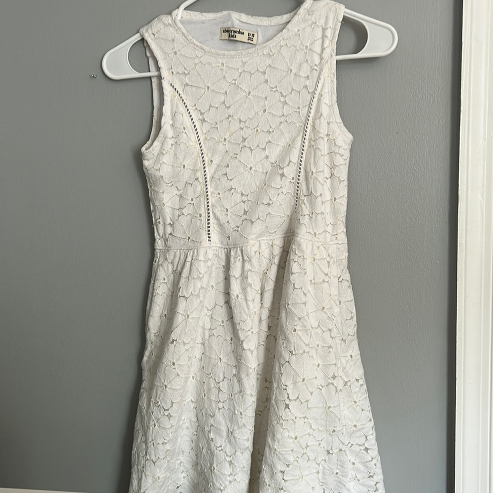 White lace high neck girls dress